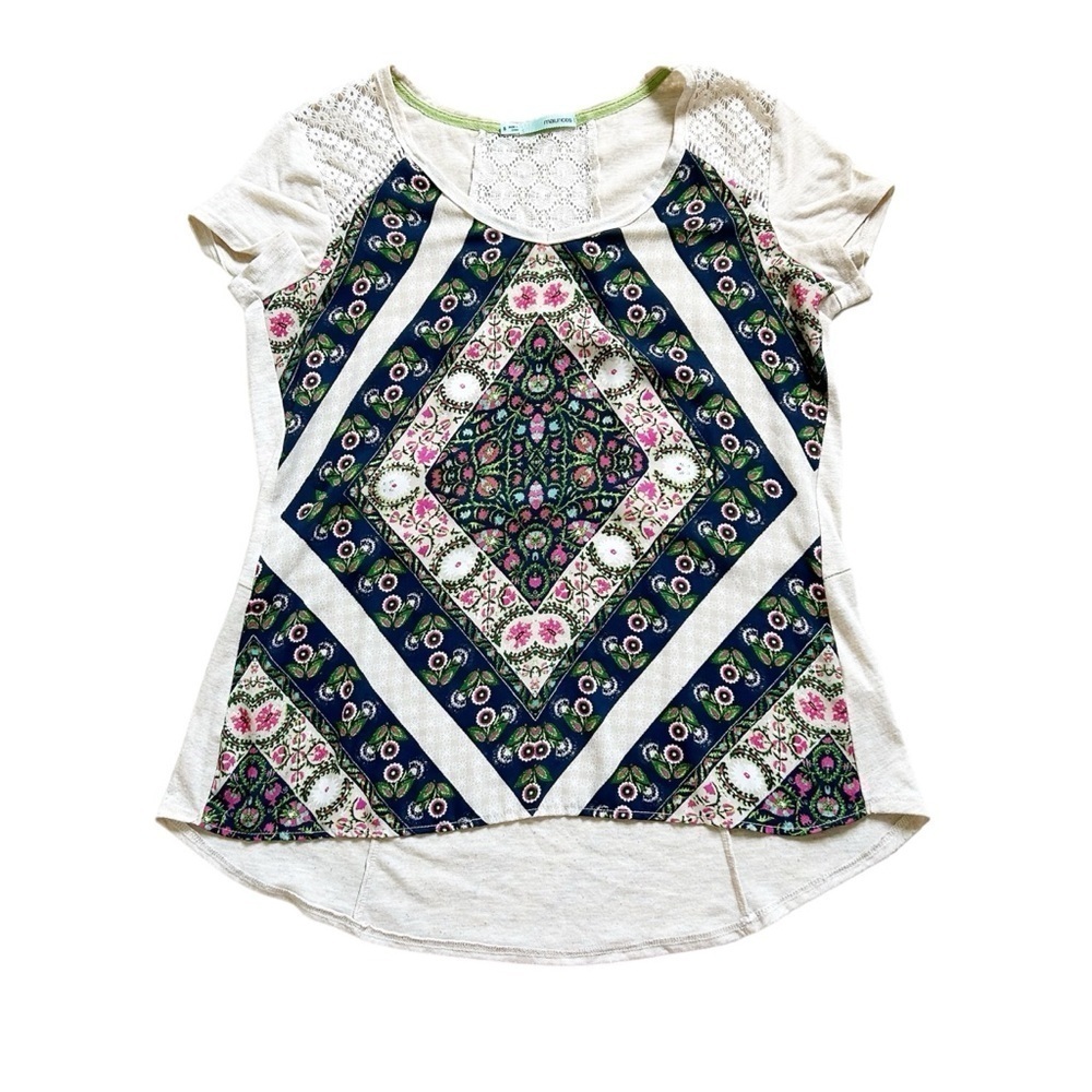 Maurices Small Boho Floral Shirt Lace Back Button Synch Option Bundle & Save